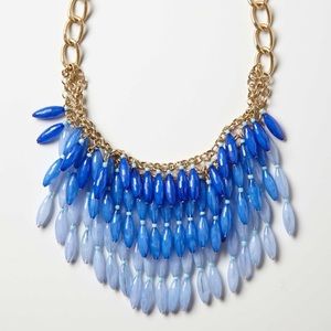 Anthropologie chunky blue beaded bib necklace